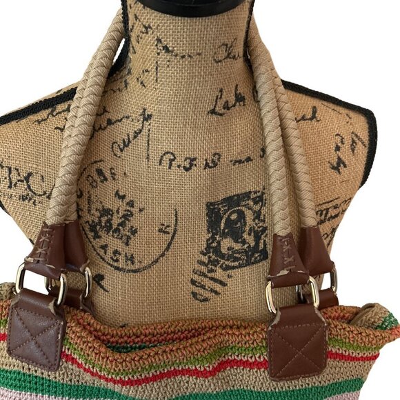 The Sak Cambria Crochet Vintage Rainbow Multicolor Shoulder Tote Handbag - Picture 4 of 7